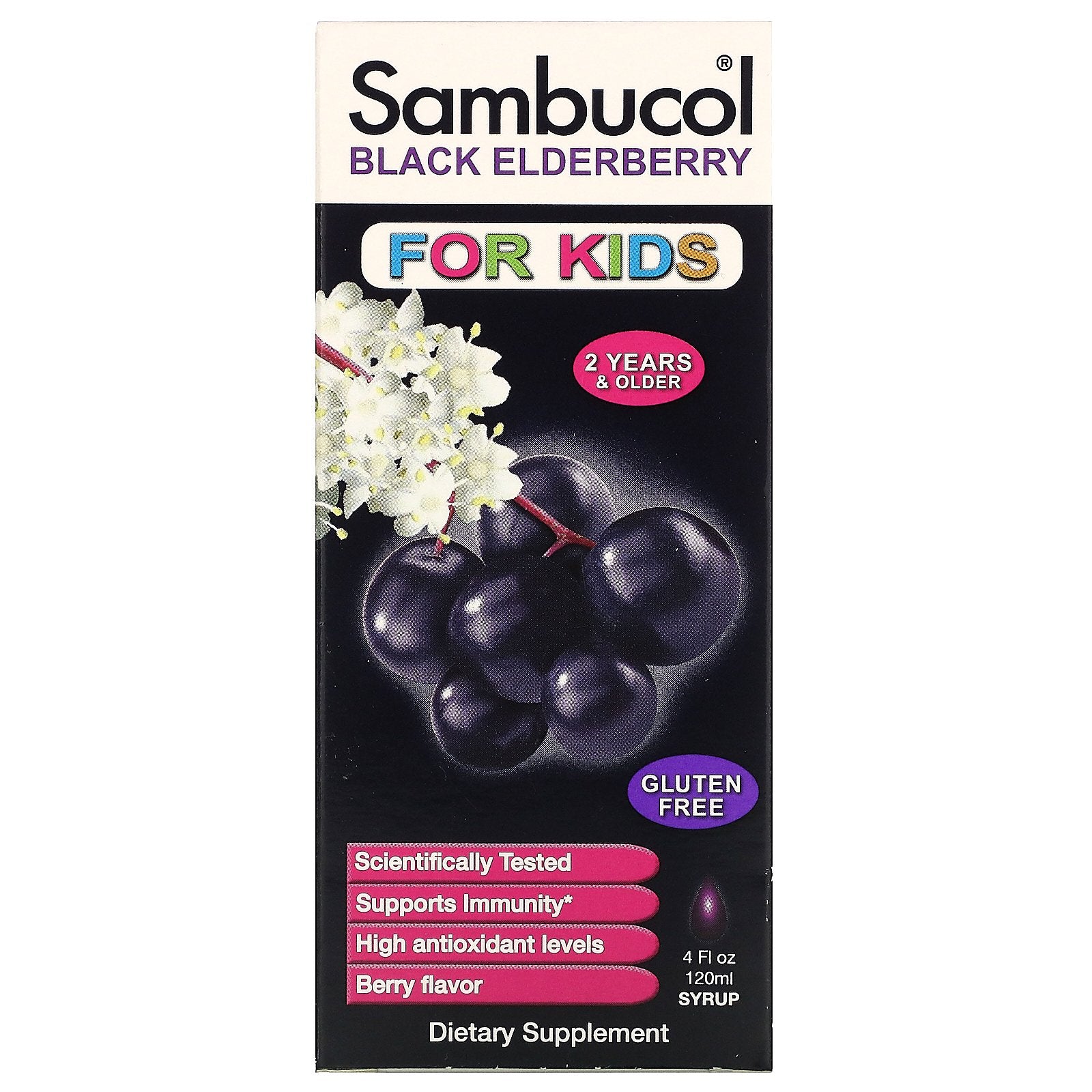 Sambucol, Black Elderberry Syrup, For Kids, Berry Flavor, 4 fl oz (120 ml)