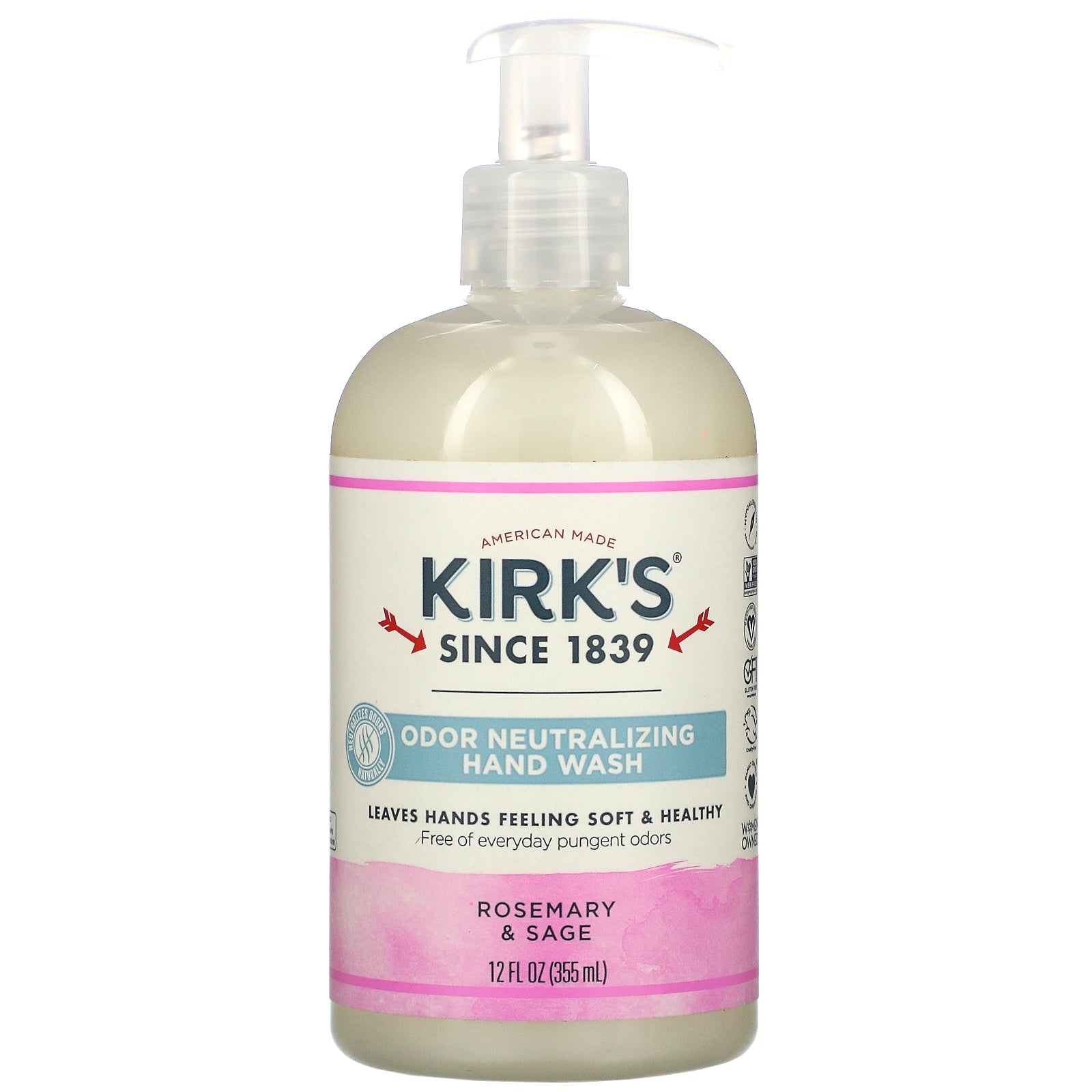 Kirk's, Odor Neutralizing Hand Wash, Rosemary & Sage, 12 fl oz (355 ml)