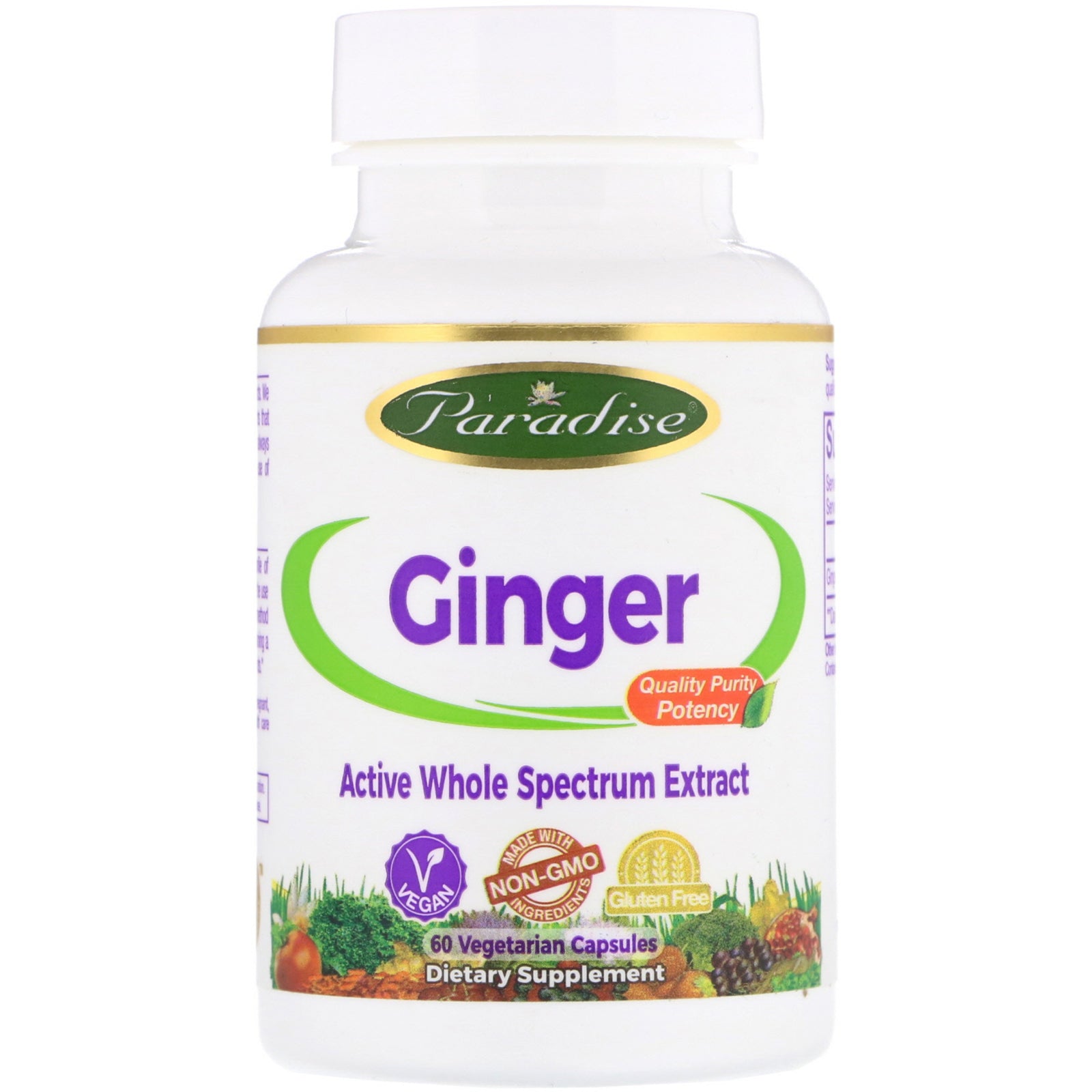 Paradise Herbs, Ginger, 60 Vegetarian Capsules