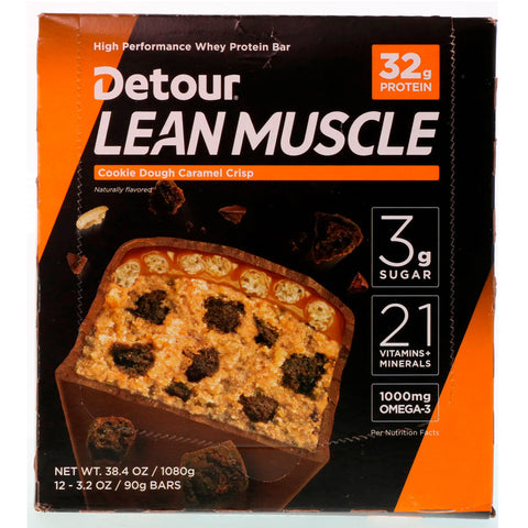 Detour, Lean Muscle Bar, Cookie Dough Caramel Crisp, 12 Bars, 3.2 oz (90 g) Each