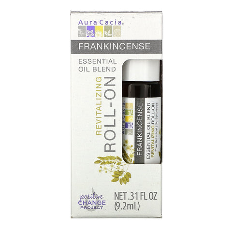Aura Cacia, Essential Oil Blend, Revitalizing Roll-On, Frankincense, .31 fl oz (9.2 ml)