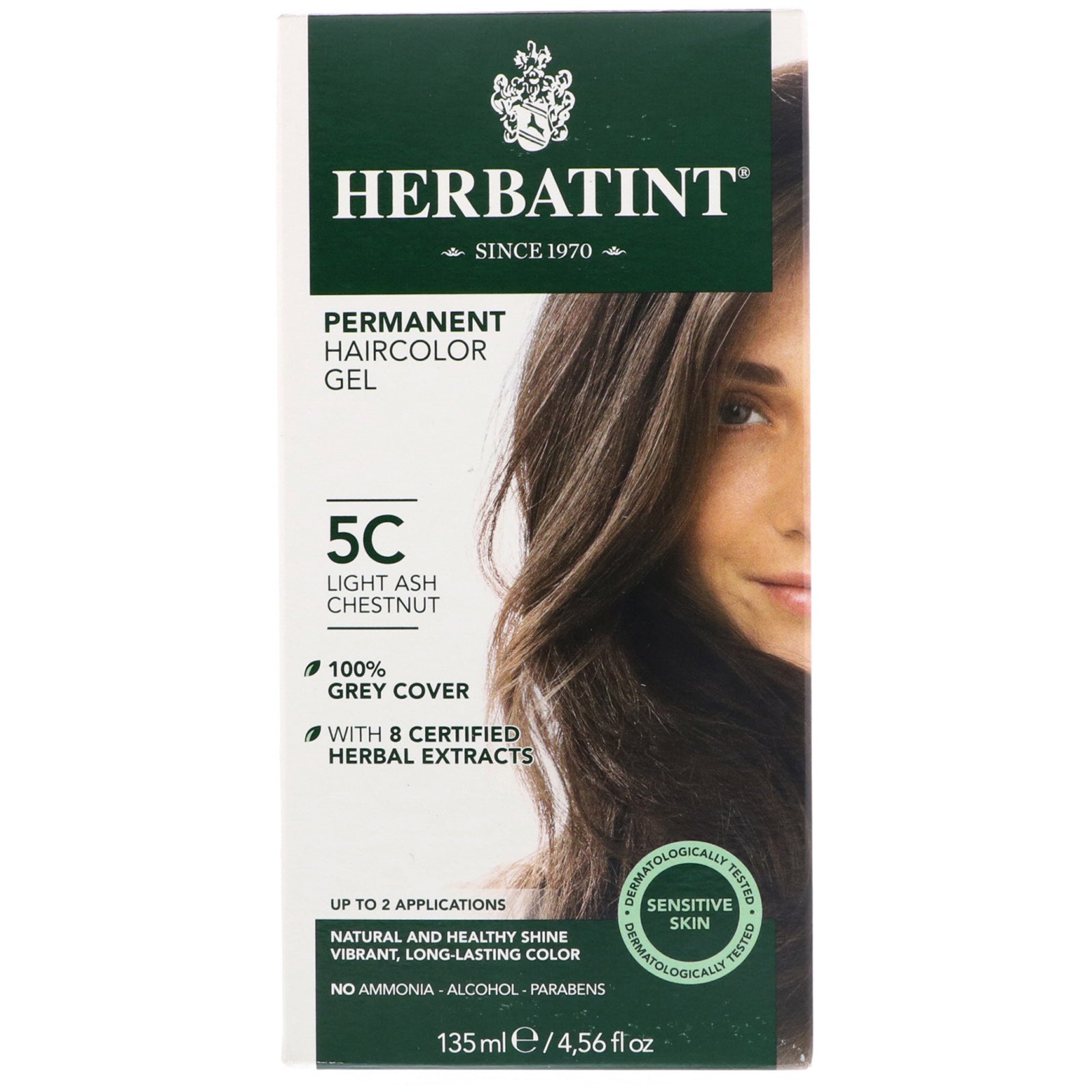 Herbatint, Permanent Haircolor Gel, 5C, Light Ash Chestnut, 4.56 fl oz (135 ml)