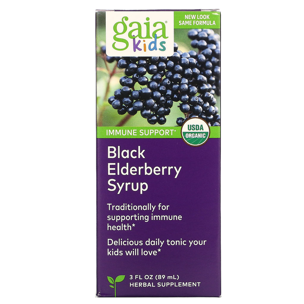 Gaia Herbs, Kids, Black Elderberry Syrup, 3 fl oz (89 ml)