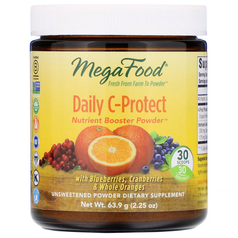 MegaFood, Daily C-Protect, Nutrient Booster Powder, Unsweetened, 2.25 oz (63.9 g)