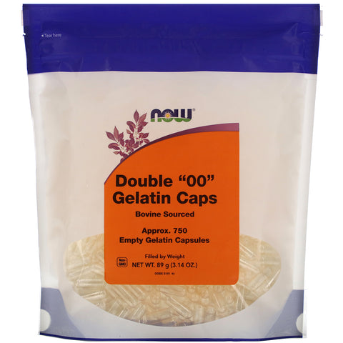 Now Foods, Double "00" Gelatin Caps, Approx. 750 Empty Gelatin Capsules