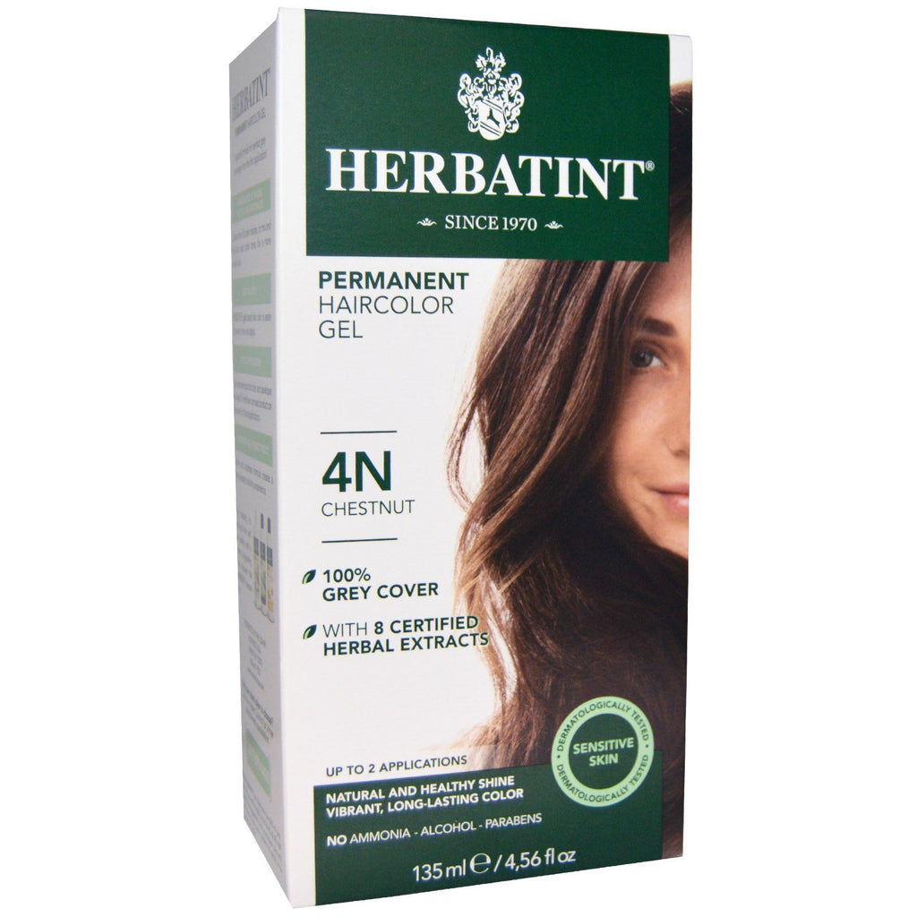 Herbatint, Permanent Haircolor Gel, 4N, Chestnut, 4.56 fl oz (135 ml)