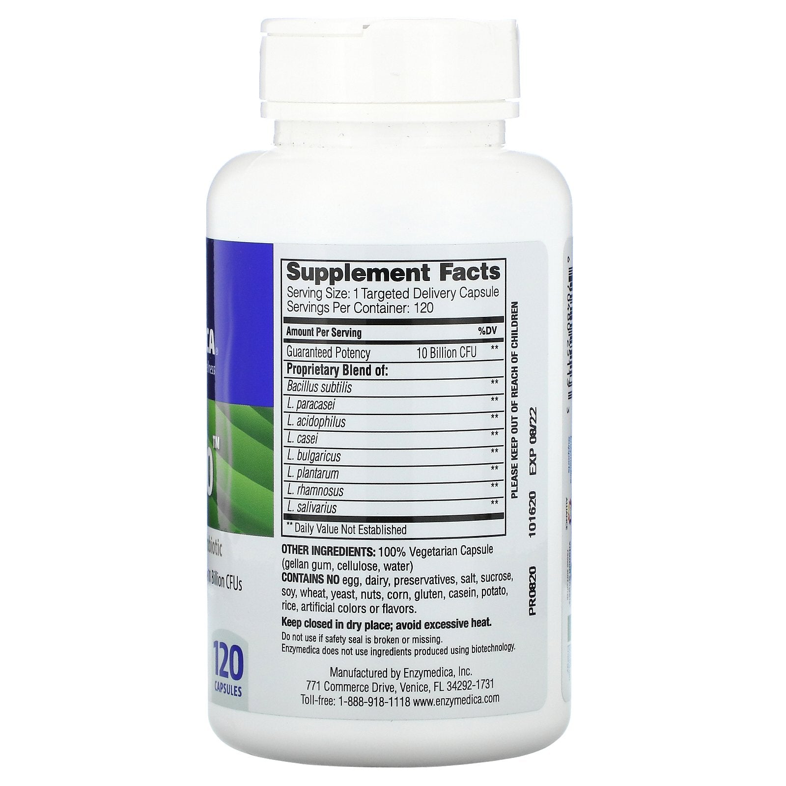 Enzymedica, Pro-Bio, Guaranteed Potency Probiotic, 120 Capsules