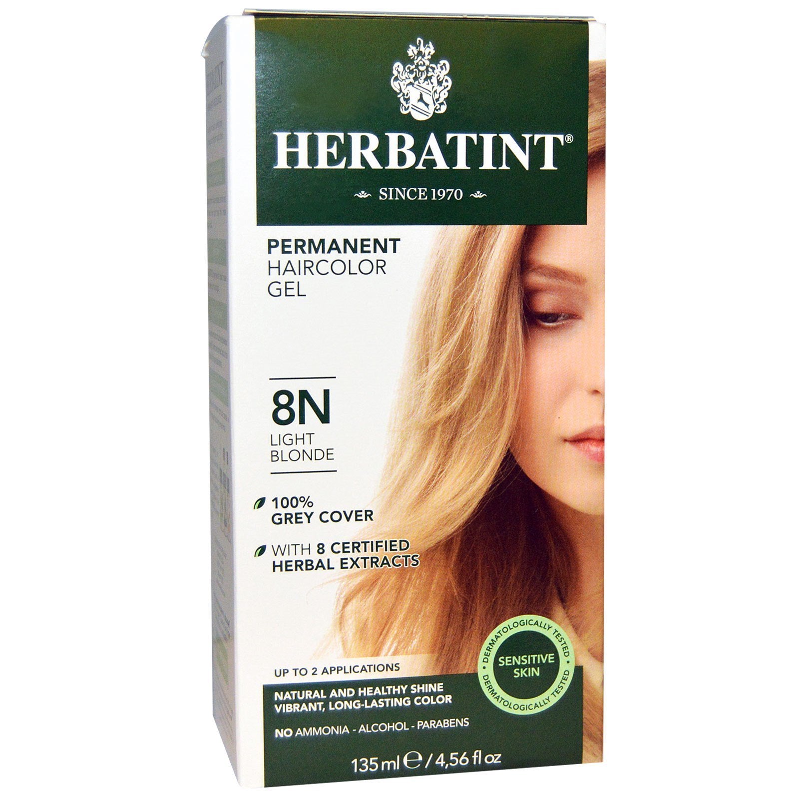 Herbatint, Permanent Haircolor Gel, 8N, Light Blonde, 4.56 fl oz (135 ml)