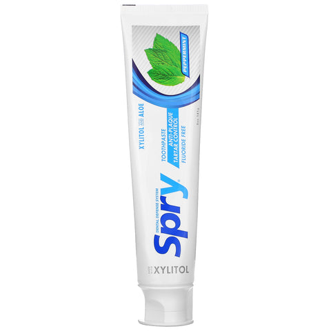 Xlear, Spry Toothpaste, Anti-Plaque Tartar Control, Fluoride Free, Peppermint, 5 oz (141 g)