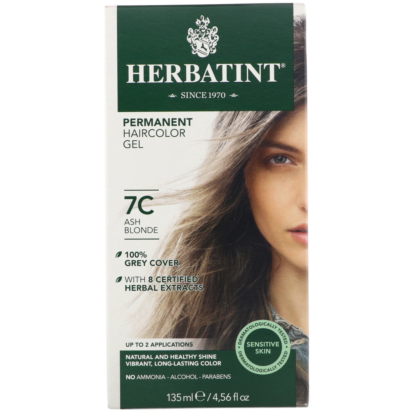 Herbatint, Permanent Haircolor Gel, 7C, Ash Blonde, 4.56 fl oz (135 ml)