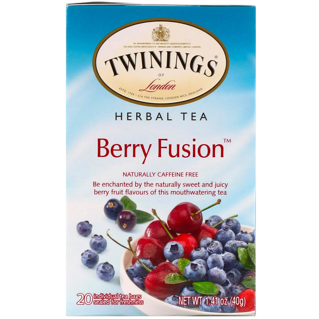 Twinings, Herbal Tea, Berry Fusion, Caffeine Free, 20 Tea Bags, 1.41 oz (40 g)