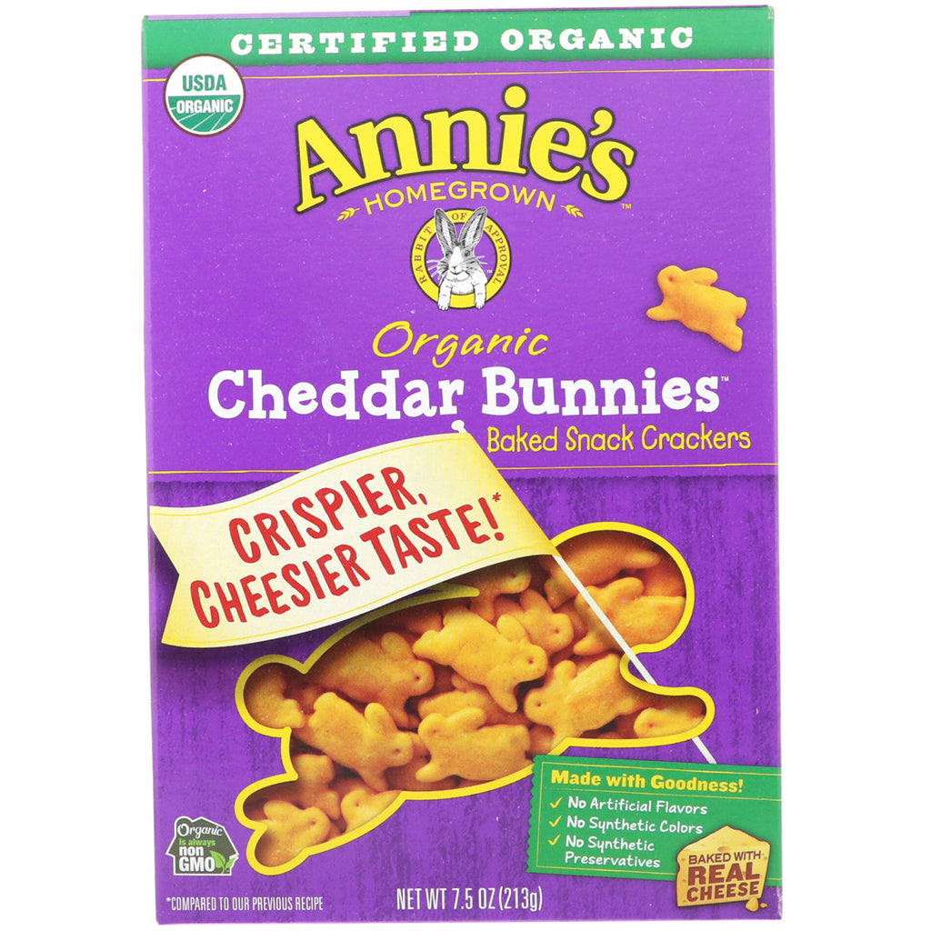 Annie's Homegrown, Organic Cheddar Bunnies, Baked Snack Crackers, 7.5 oz (213 g)