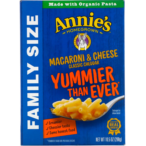 Annie's Homegrown, Macaroni & Cheese, Family Size, Classic Cheddar, 10.5 oz (298 g)