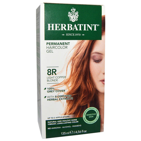 Herbatint, Permanent Haircolor Gel, 8R, Light Copper Blonde, 4.56 fl oz (135 ml)