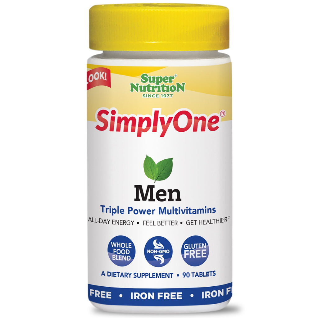Super Nutrition, SimplyOne, Men, Triple Power Multivitamins, Iron Free, 90 Tablets