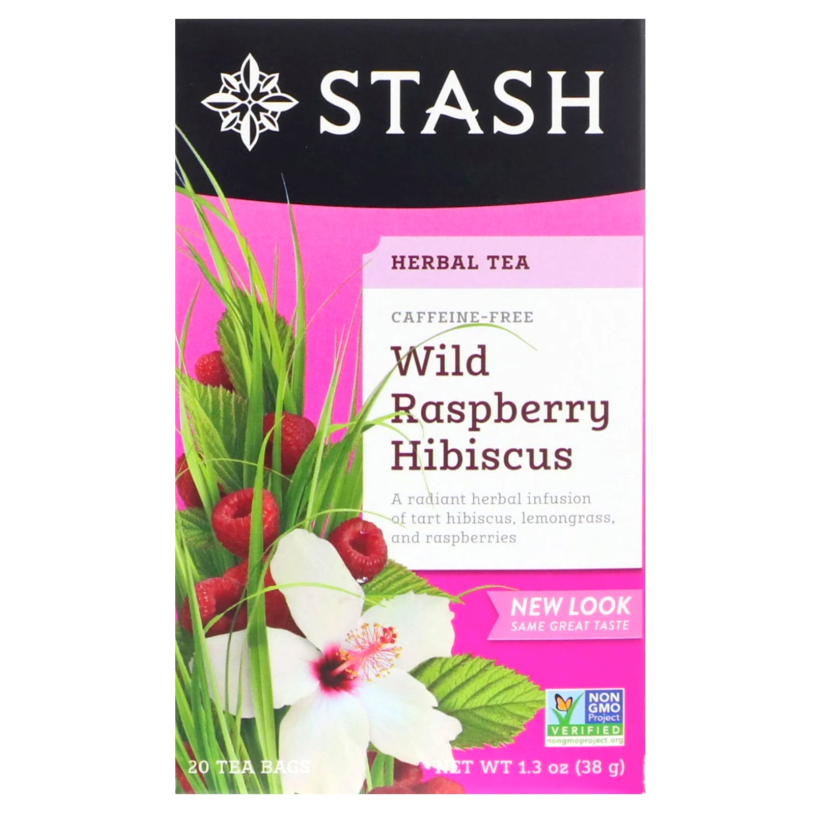 Stash Tea, Herbal Tea, Wild Raspberry Hibiscus, Caffeine Free, 20 Tea Bags,1.3 oz (38 g)