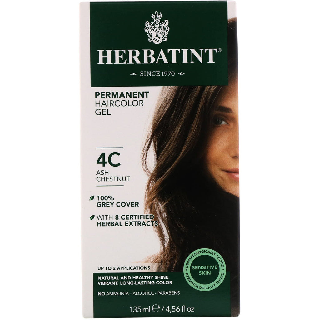 Herbatint, Permanent Haircolor Gel, 4C, Ash Chestnut, 4.56 fl oz (135 ml)