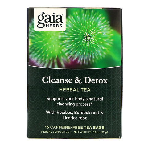 Gaia Herbs, Cleanse & Detox, Caffeine-Free, 16 Tea Bags, 1.13 oz (32 g)