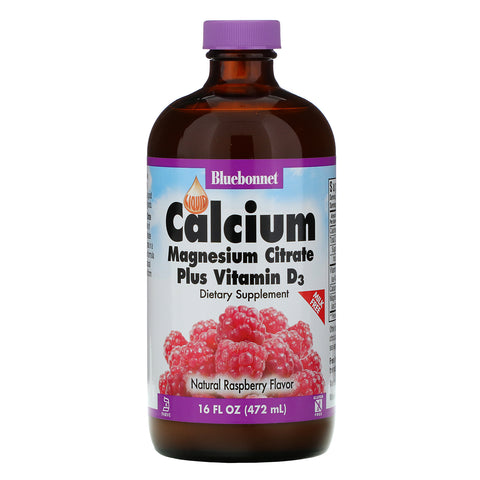 Bluebonnet Nutrition, Liquid Calcium, Magnesium Citrate Plus Vitamin D3, Natural Raspberry Flavor, 16 fl oz (472 ml)