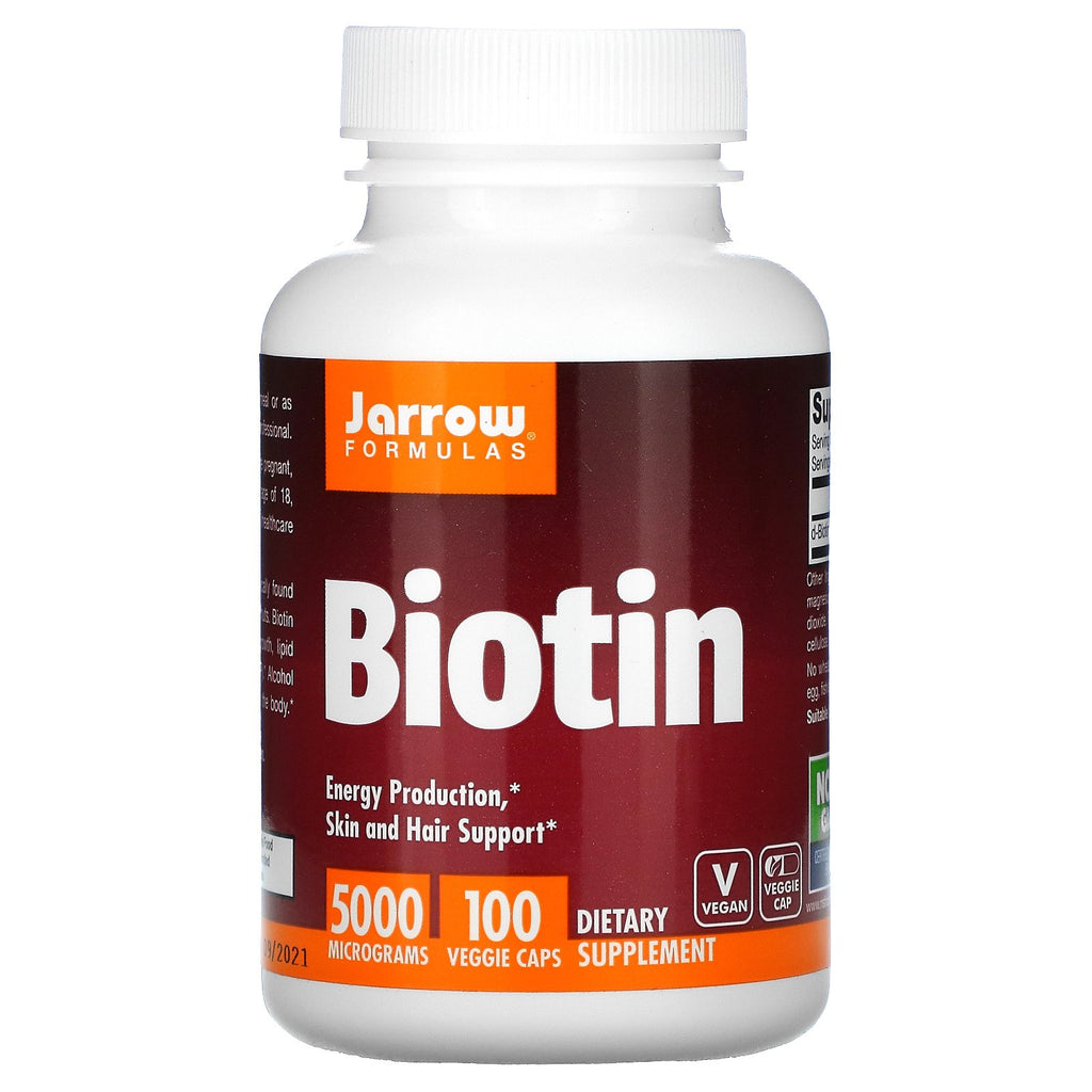 Jarrow Formulas, Biotin, 5,000 mcg, 100 Veggie Caps