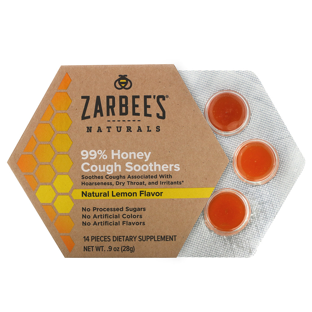 Zarbee's, 99% Honey Cough Soothers, Natural Lemon Flavor, 14 Pieces