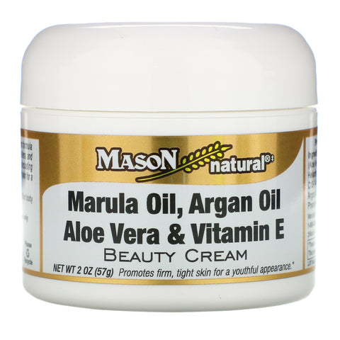 Mason Natural, Marula Oil, Argan Oil,  Aloe Vera & Vitamin E Beauty Cream, 2 oz (57 g)