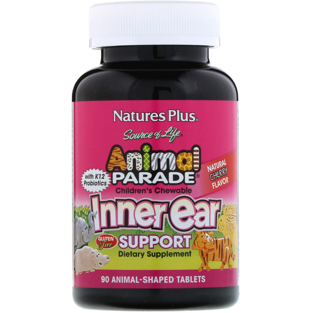 Nature's Plus, Source of Life, Animal Parade, Children's Chewable Inner Ear Support, Natural Cherry Flavor, 90 Animals-Shaped Tablets