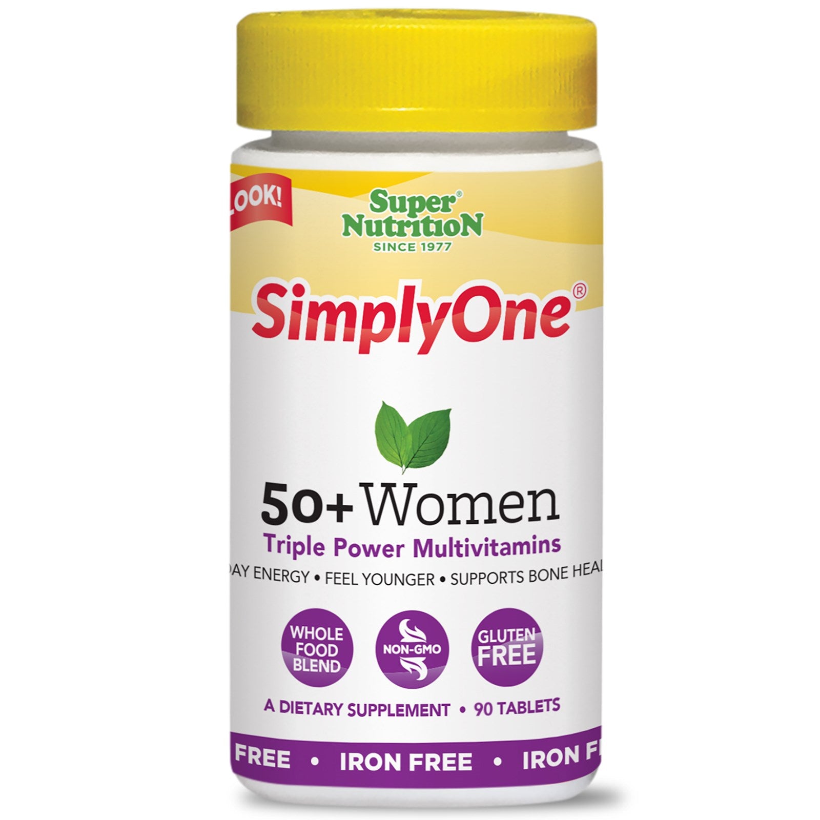 Super Nutrition, SimplyOne, 50+ Women Triple Power Multivitamins, Iron Free, 90 Tablets