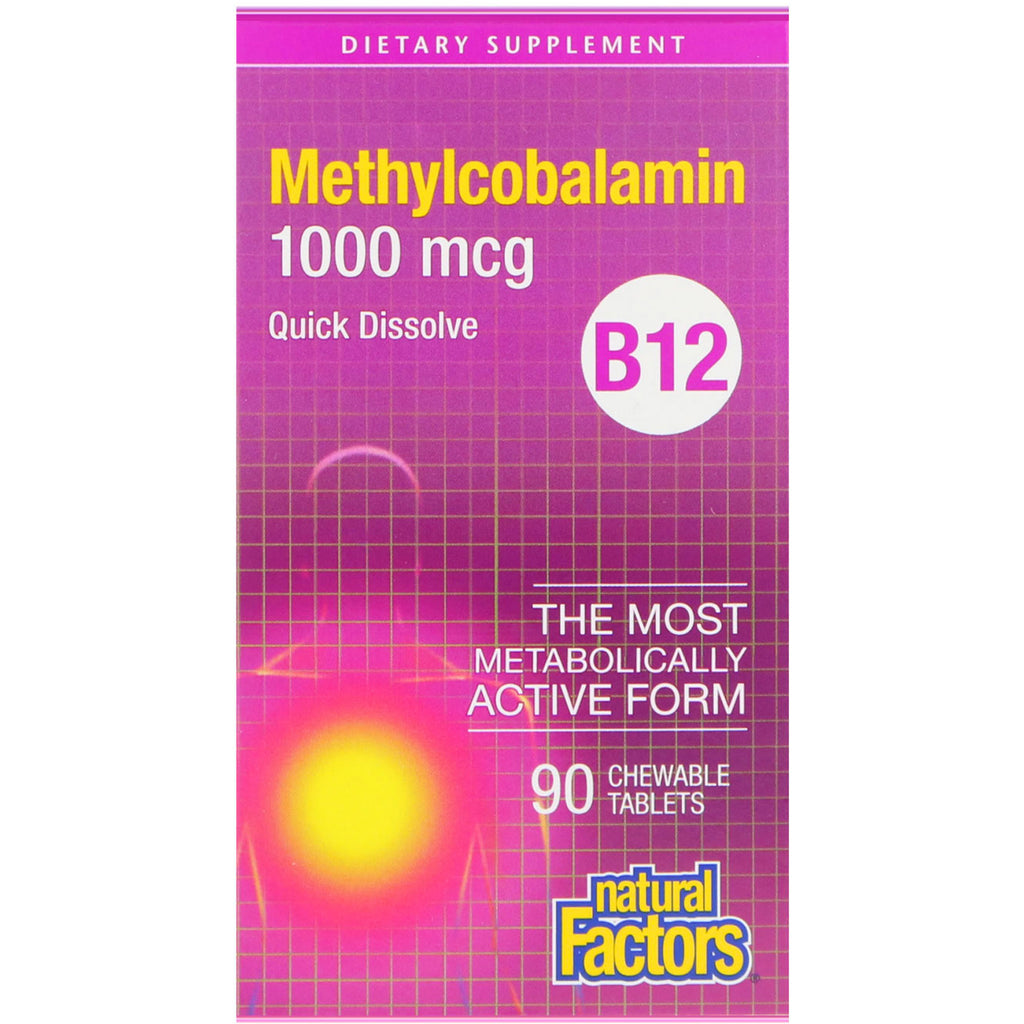 Natural Factors, B12, Methylcobalamin, 1,000 mcg, 90 Chewable Tablets
