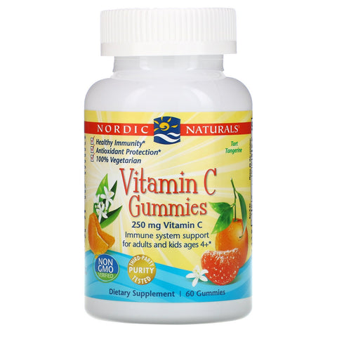 Nordic Naturals, Vitamin C Gummies, Tart Tangerine, 250 mg, 60 Gummies