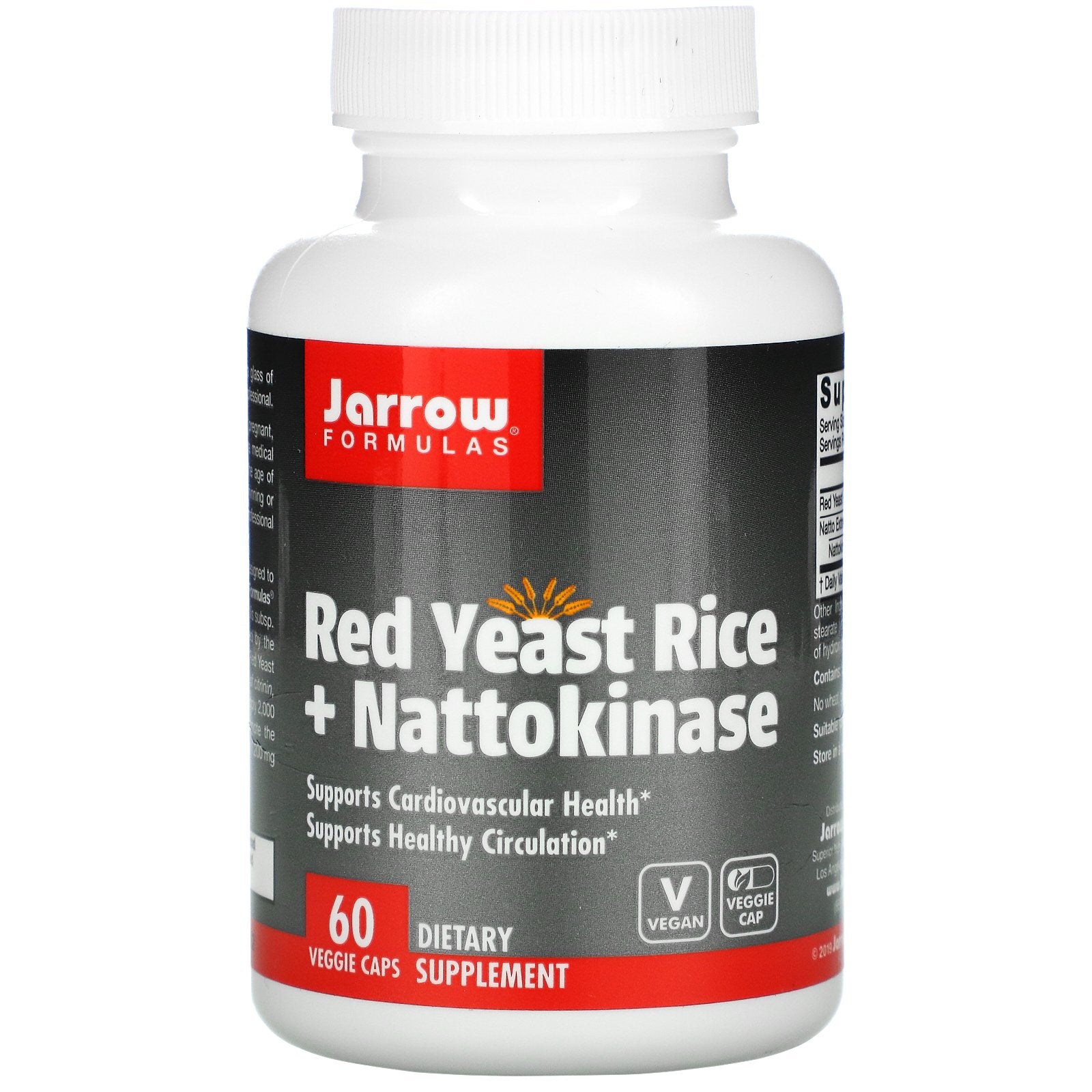Jarrow Formulas, Red Yeast Rice + Nattokinase, 60 Veggie Caps