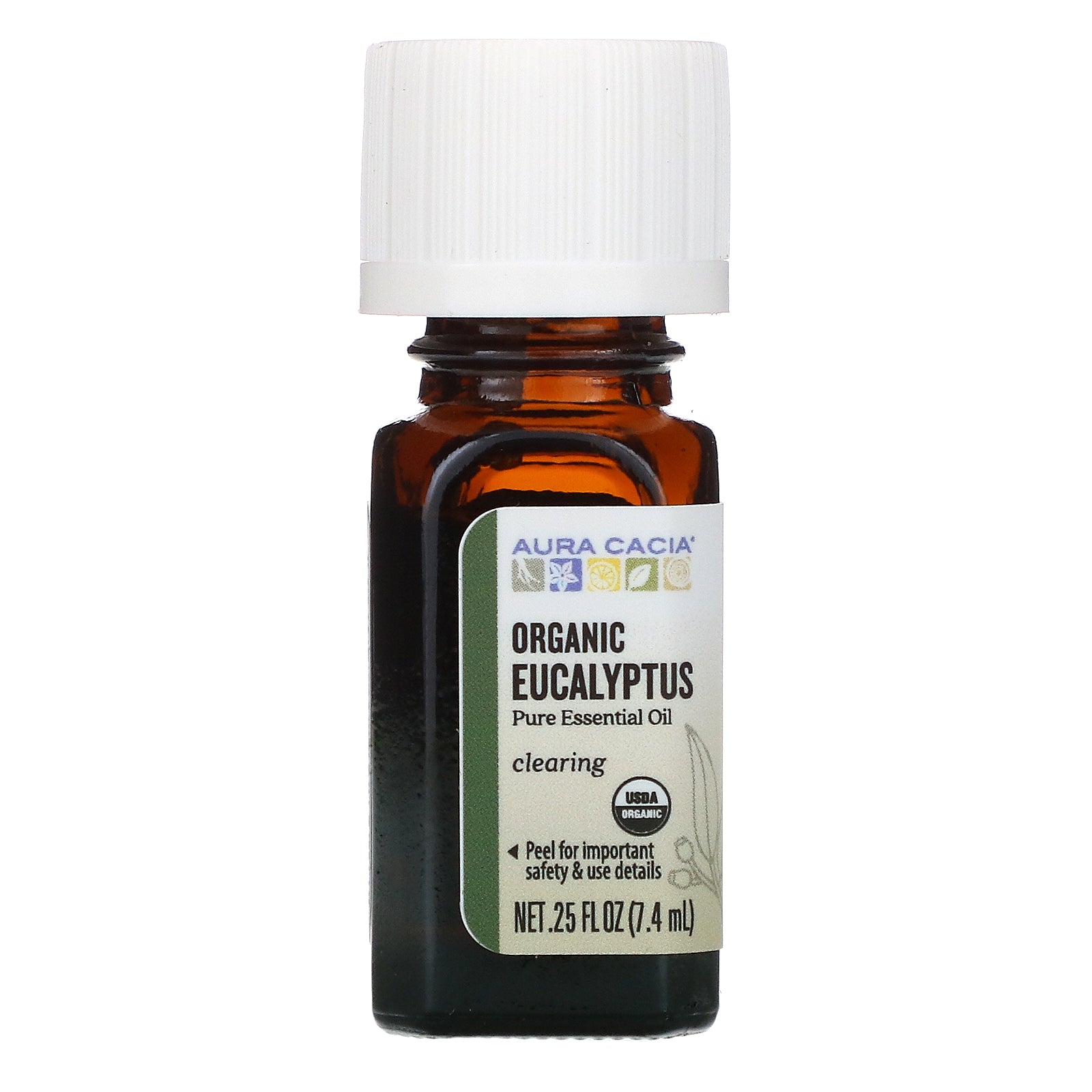 Aura Cacia, Pure Essential Oil, Organic Eucalyptus, .25 fl oz (7.4 ml)