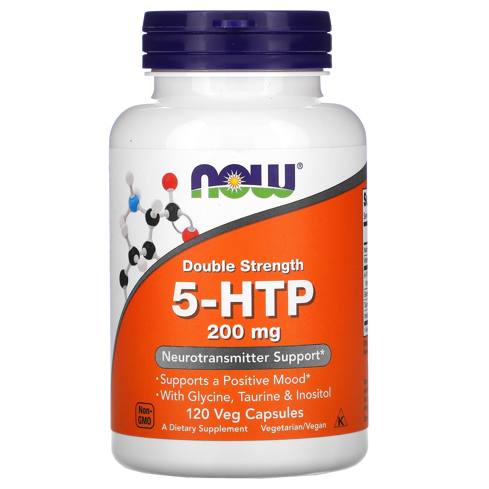 Now Foods, 5-HTP, Double Strength, 200 mg, 120 Veg Capsules