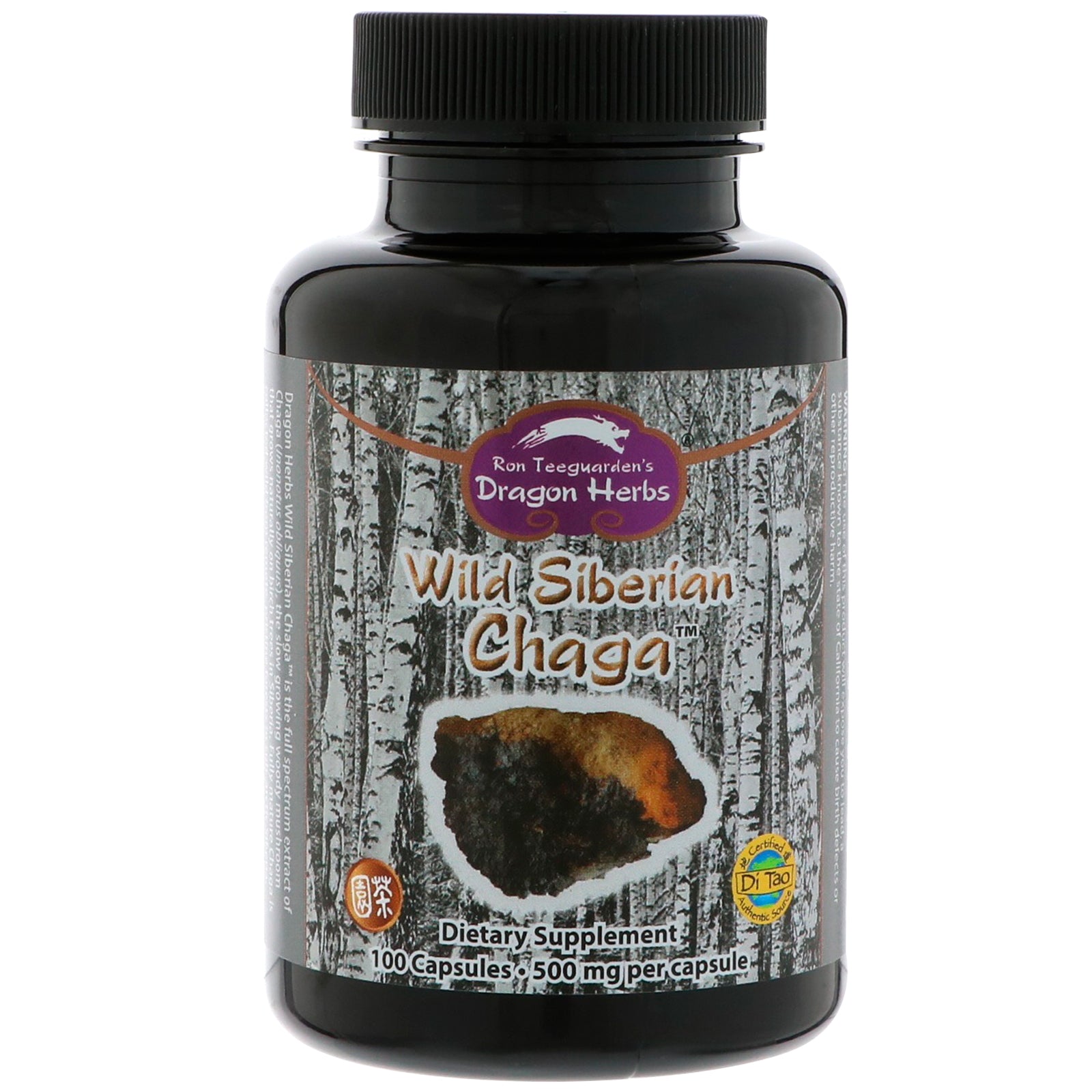 Dragon Herbs, Wild Siberian Chaga, 500 mg, 100 Capsules