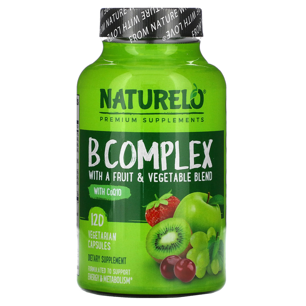 NATURELO, B Complex with a Fruit & Vegetable Blend, With CoQ10, 120 Vegetarian Capsules