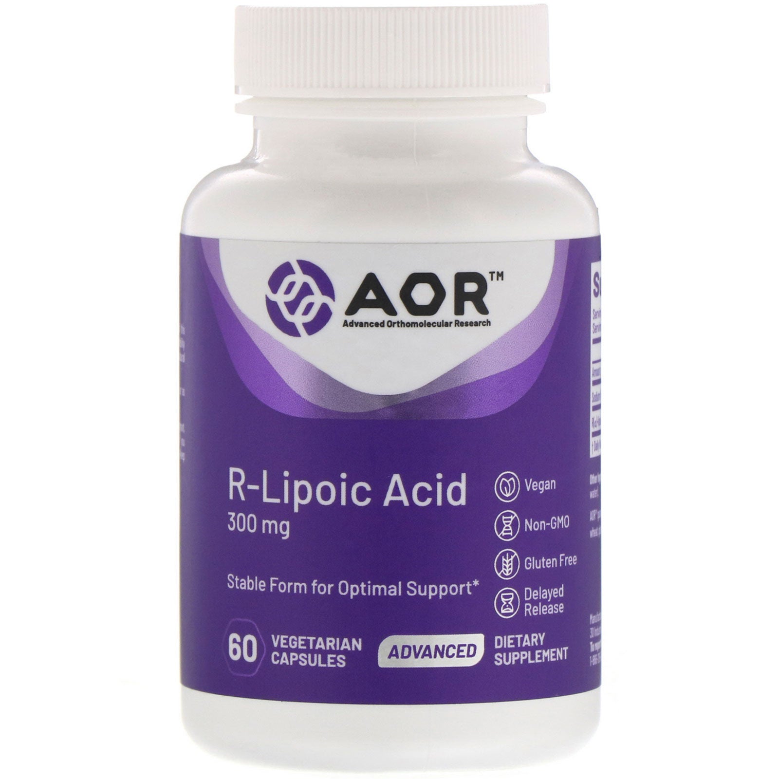 Advanced Orthomolecular Research AOR, R-Lipoic Acid, 300 mg, 60 Vegetarian Capsules