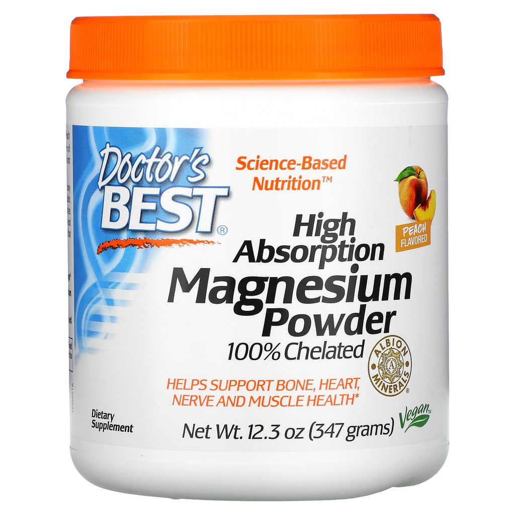 Doctor's Best, Magnesium Powder, High Absorption, Peach, 12.3 oz (347 g)
