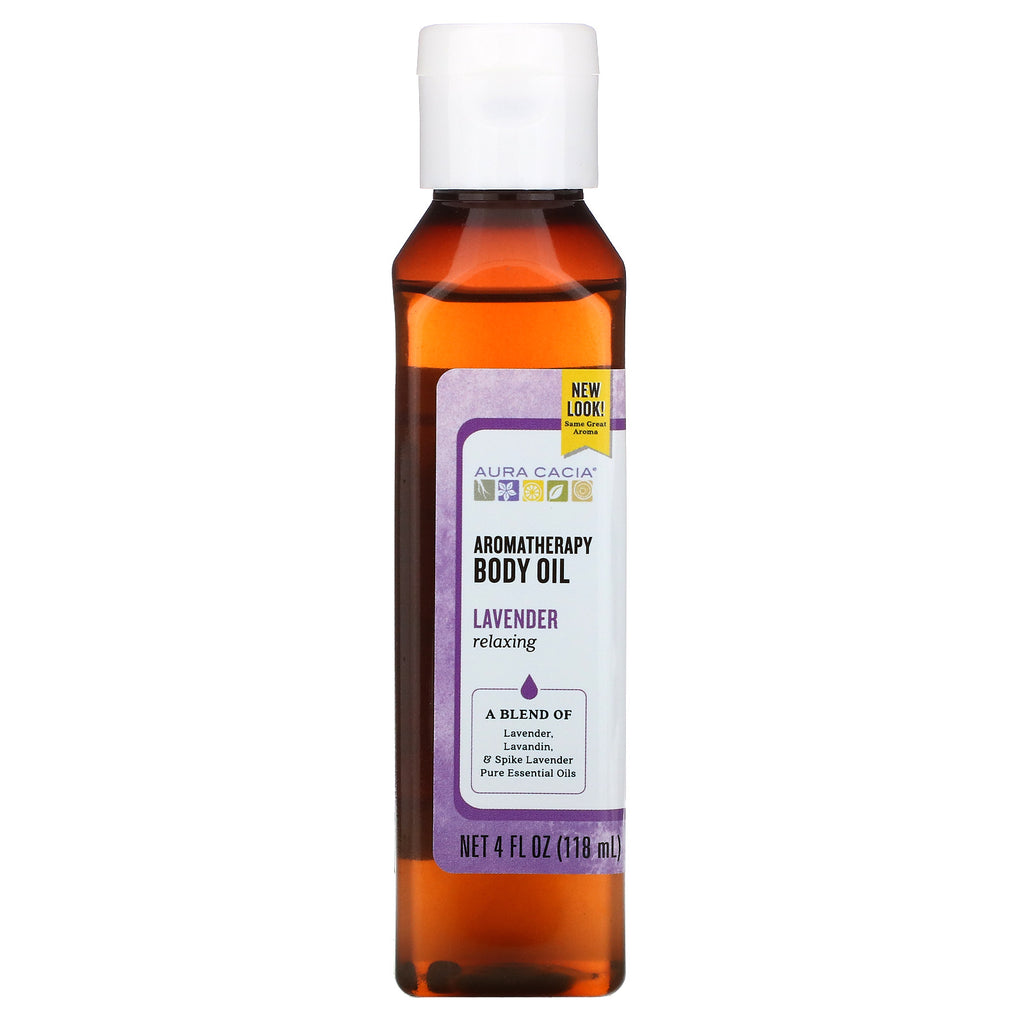 Aura Cacia, Aromatherapy Body Oil, Relaxing Lavender, 4 fl oz (118 ml)