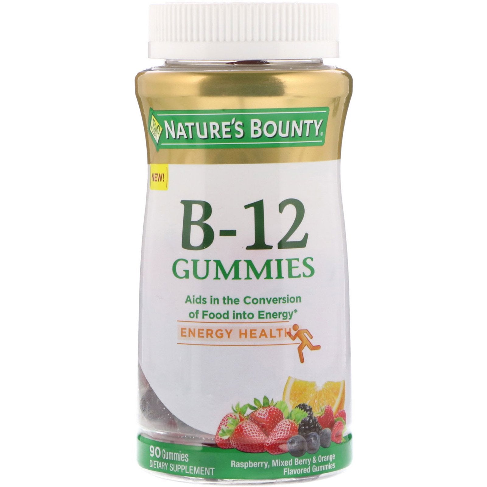 Nature's Bounty, Vitamin B-12 Gummies, Raspberry, Mixed Berry & Orange Flavored, 90 Gummies