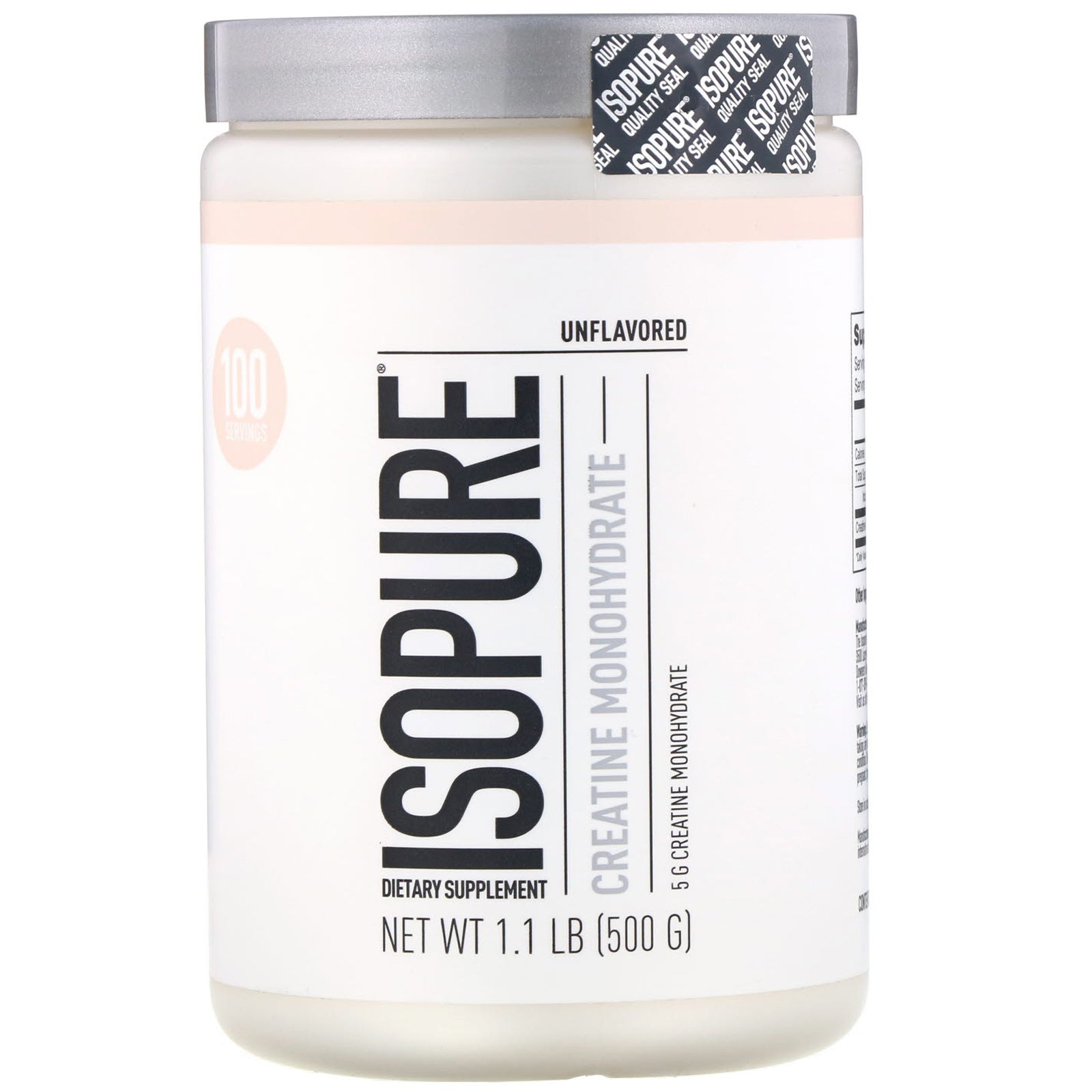 Isopure, Creatine Monohydrate, Unflavored, 1.1 lb (500 g)