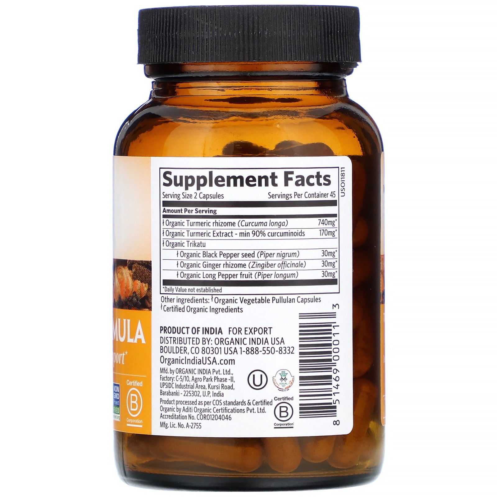 India, Turmeric Formula, Joint Mobility & Support, 90 Vegetarian Caps