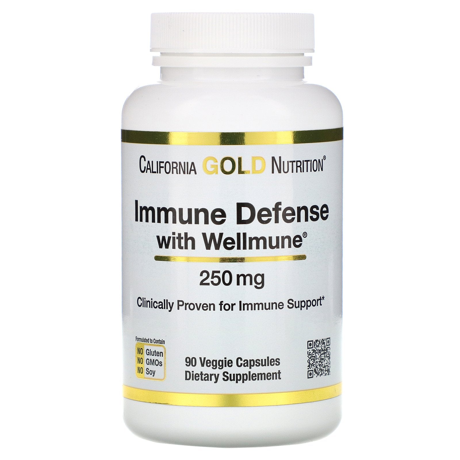 California Gold Nutrition, Immune Defense with Wellmune, Beta-Glucan, 250 mg,  90 Veggie Capsules