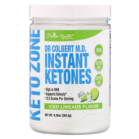 Divine Health, Dr. Colbert's Keto Zone, Instant Ketones, Iced Limeade , 9.26 oz (262.5 g)