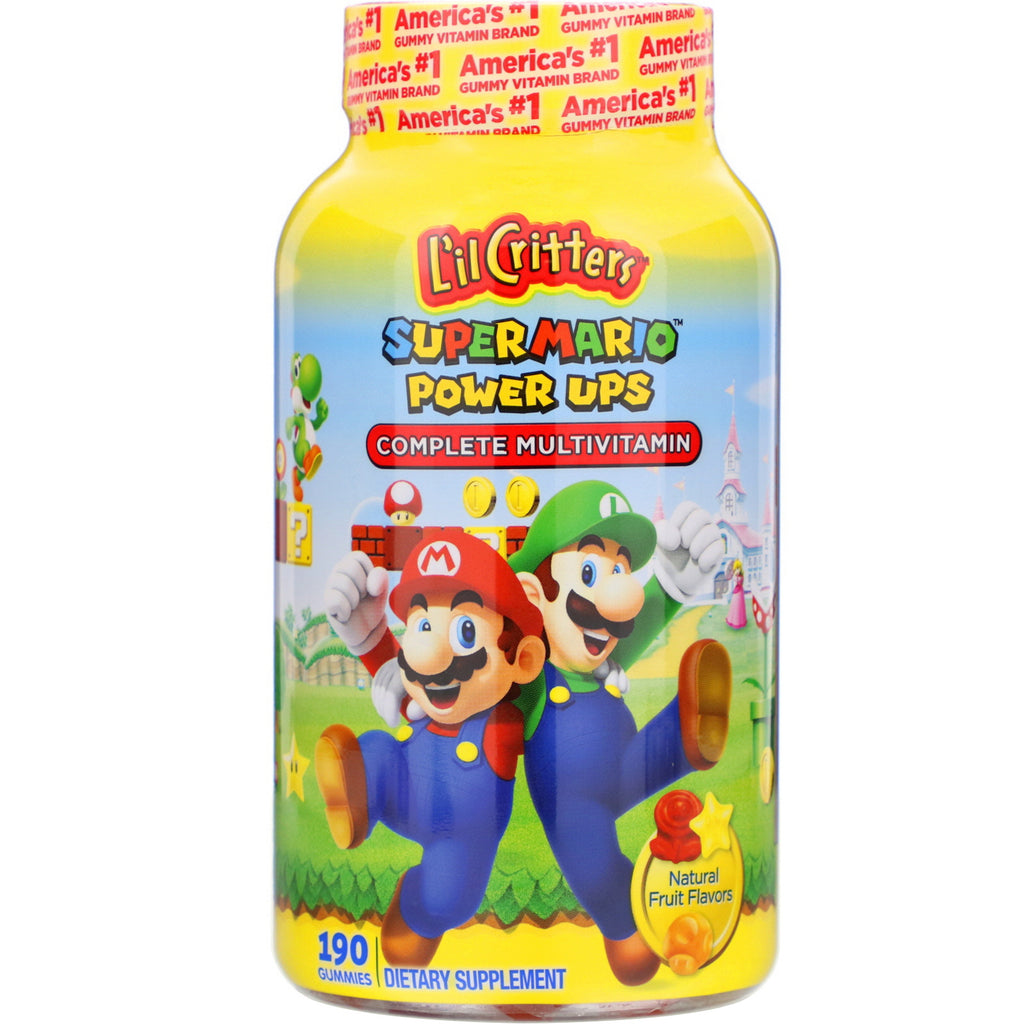 L'il Critters, Complete Multivitamin Gummies, Super Mario Power Ups, Natural Fruit Flavors, 190 Gummies
