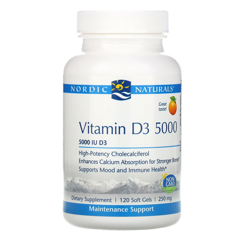 Nordic Naturals, Vitamin D3 5000, Orange, 5,000 IU, 120 Soft Gels