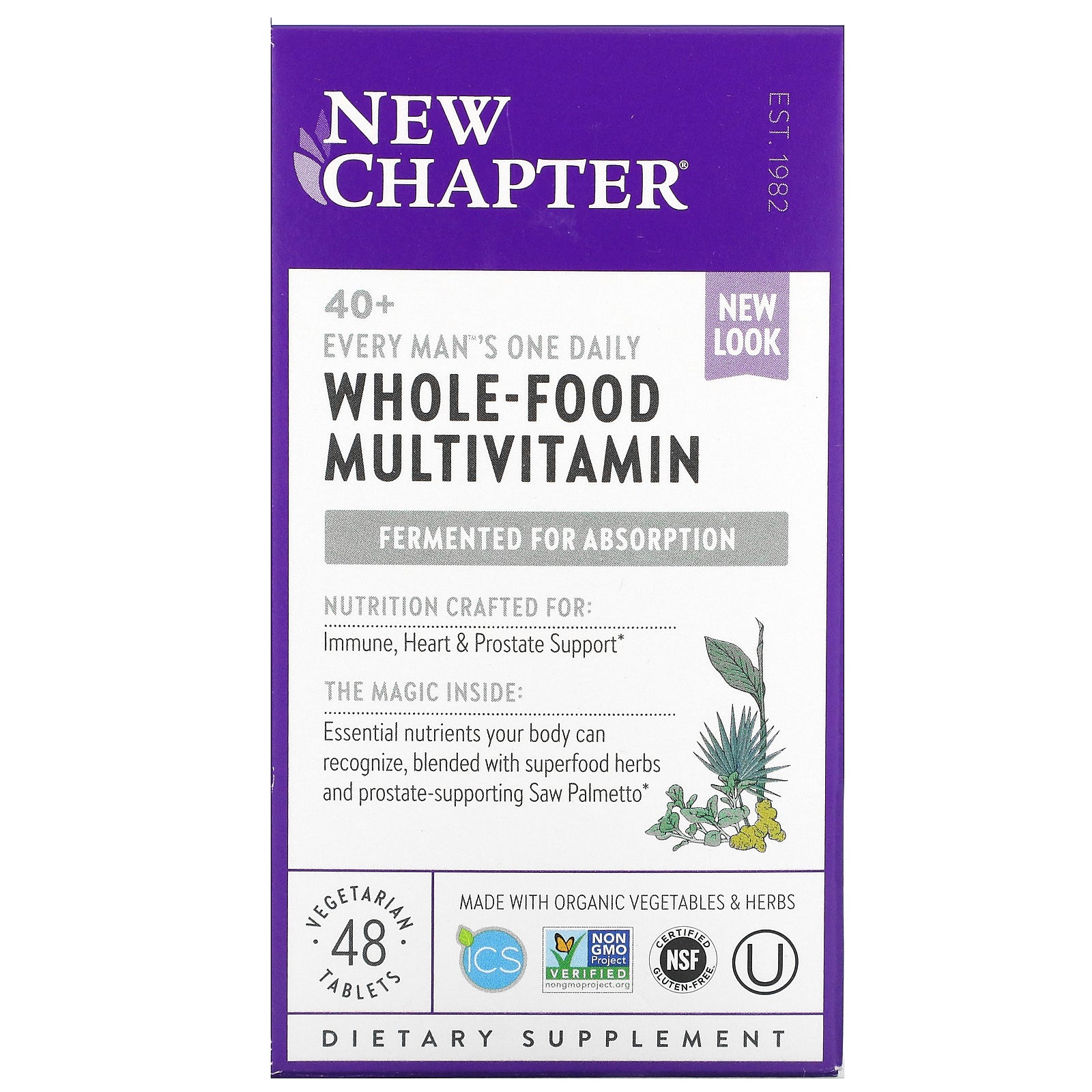 New Chapter, 40+ Every Man's One Daily, Whole-Food Multivitamin, 48 Vegetarian Tablets
