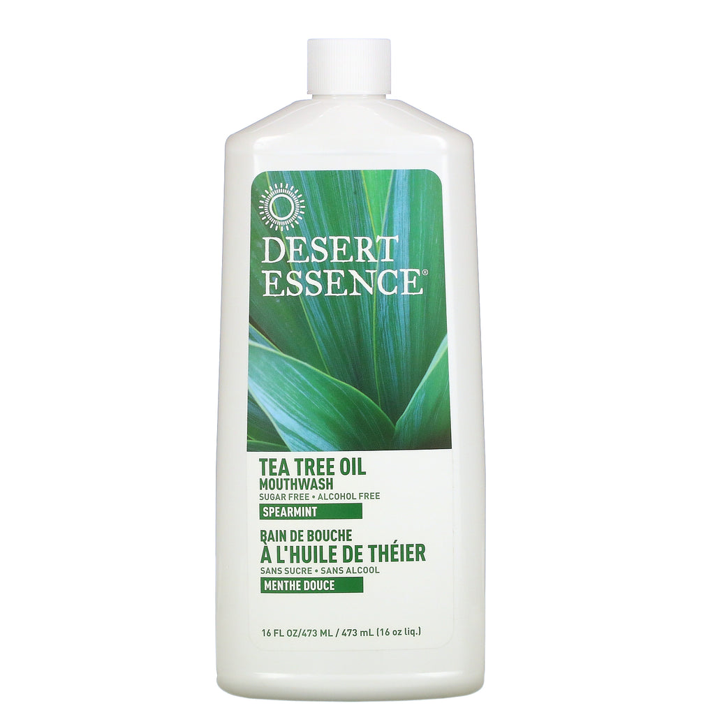 Desert Essence, Tea Tree Oil Mouthwash, Spearmint, 16 fl oz (473 ml)