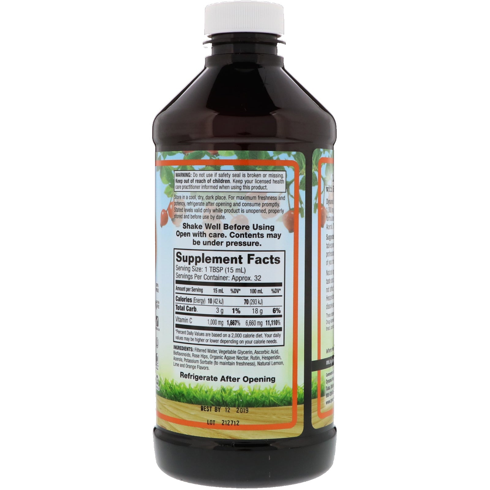 Dynamic Health  Laboratories, Liquid Vitamin C, Natural Citrus Flavors, 1,000 mg, 16 fl oz (473 ml)