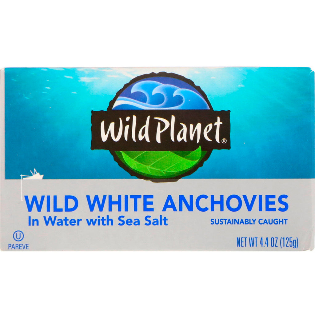 Wild Planet, Wild White Anchovies in Water With Sea Salt, 4.4 oz (125 g)