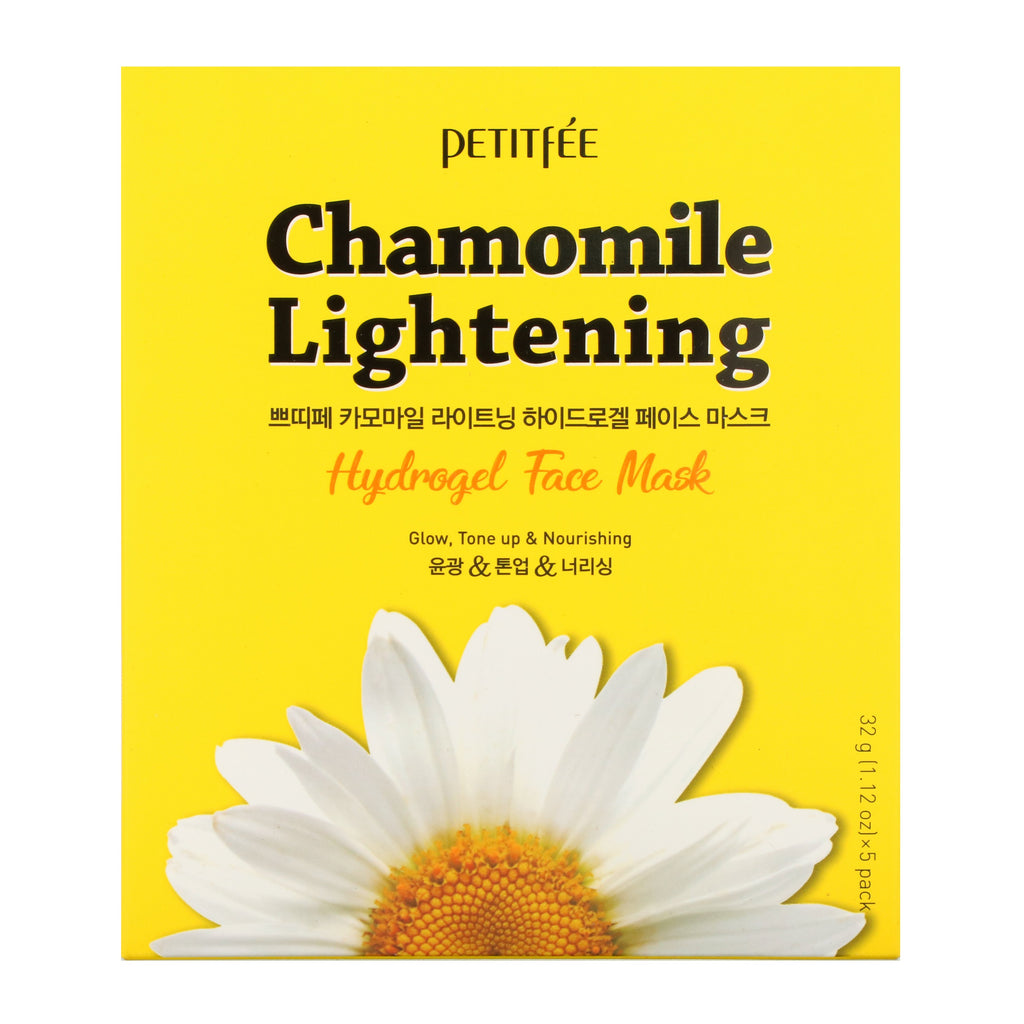 Petitfee, Chamomile Lightening, Hydrogel Face Mask, 5 Sheets, 1.12 oz (32 g) Each